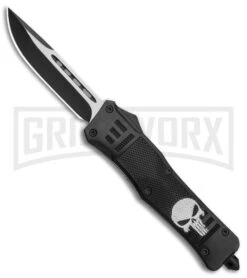 Atomic Defender Large OTF Automatic Knife Black Punisher - Two Tone Drop Point