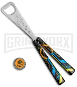 BB Barfly "The Grid" Bottle Opener Butterfly Trainer -Knife Store BB Barfly Bottle Opener Butterfly Trainer The Grid BHQ 82964 jr bottlecap large