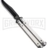 Bear And Son White Smooth Bone Balisong Butterfly Knife - Black Plain