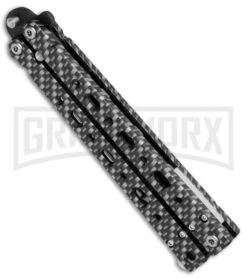 Bear OPS Bear Song V Sim Carbon Fiber Balisong Butterfly Knife - Black Plain -Knife Store Bear OPS Bear Song 500 Butterfly Sim Carbon Fiber Black BHQ 35746 jr side large
