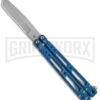 Bear OPS Bear Song IV Blue Raindrop Balisong Butterfly Knife - Tanto Bead Blast