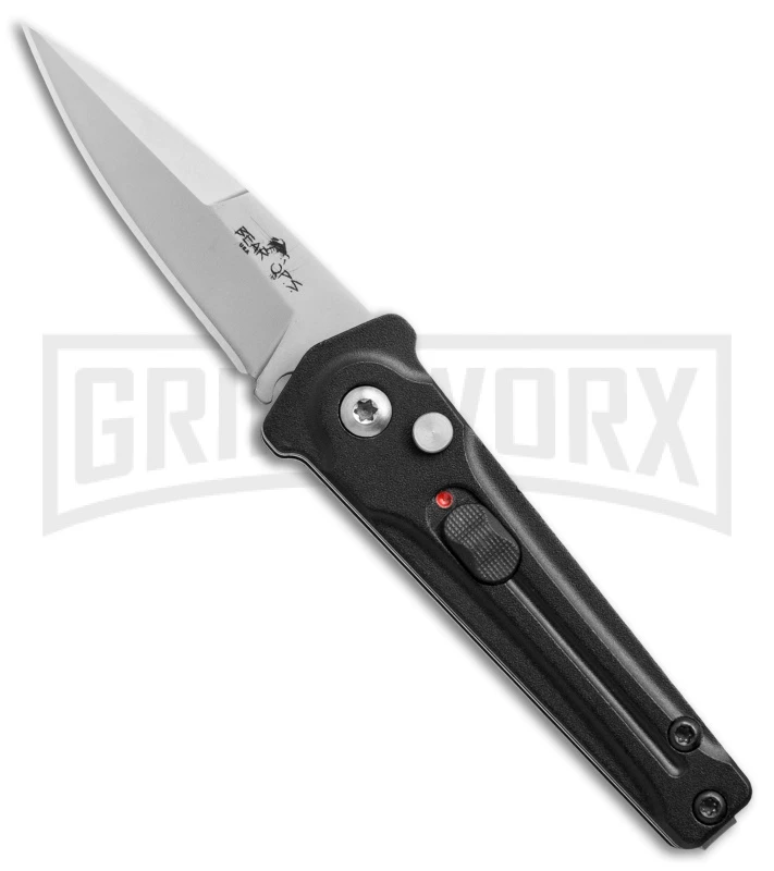 Bear Ops Black Bold Action III Mini Automatic Knife - Gray Plain 1 Bear Ops Black Bold Action III Mini Automatic Knife - Gray Plain