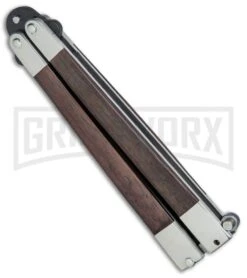Bear & Son Black Walnut Butterfly Knife - Black Plain -Knife Store Bear Son Butterfly Knife Black Walnut Black BW17T BHQ 77785 jr side large