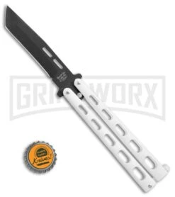 Bear & Son 115TANW White Butterfly Knife - Tanto Black Plain 8 Bear & Son 115TANW White Butterfly Knife - Tanto Black Plain -Knife Store Bear Son Large Butterfly tanto white black BHQ 76613 er bottlecap large