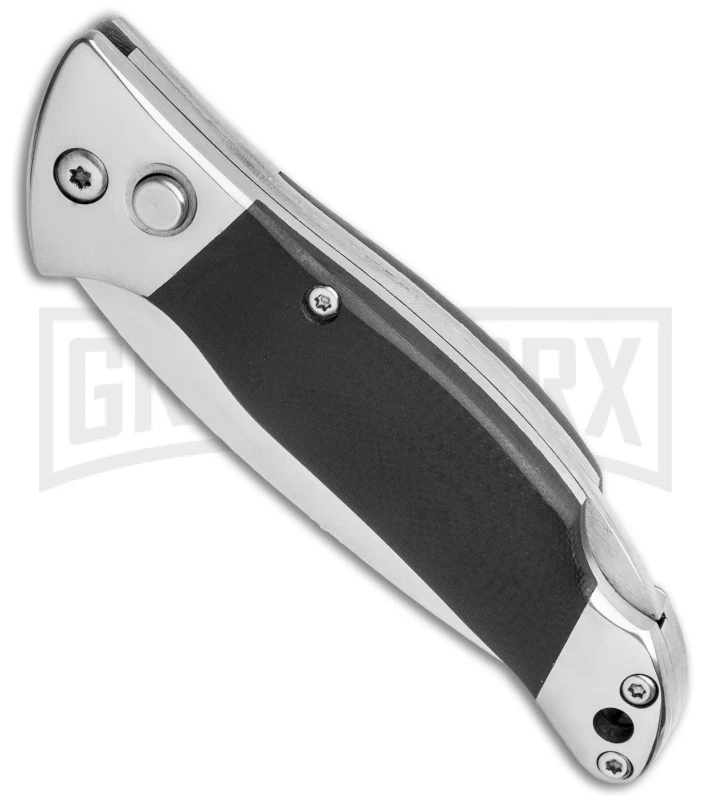 Bear And Son Black G-10 Automatic Lockback Knife - Satin Plain 2 Bear And Son Black G-10 Automatic Lockback Knife - Satin Plain - Image 2