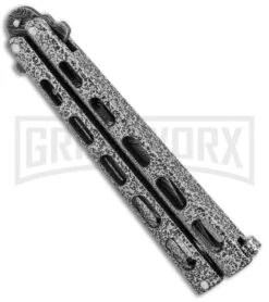 Bear & Son 115DSV Silver Vein Butterfly Knife - Damascus Plain -Knife Store Bear and Son Butterfly Black Damascus 115DSV BHQ 83522 jr side large 1