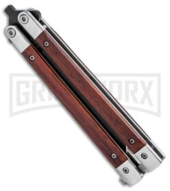 Bear And Son Cocobolo Wood Balisong Butterfly Knife - Black Plain -Knife Store Bear and Son Butterfly Cocobolo Wood Handles Black CB17 BHQ 0888 jr side large
