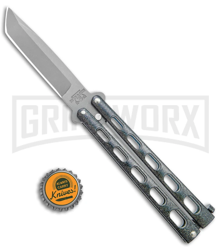 Bear & Son 114 Galaxy Butterfly Knife - Stonewash Tanto Plain 4 Bear & Son 114 Galaxy Butterfly Knife - Stonewash Tanto Plain - Image 4