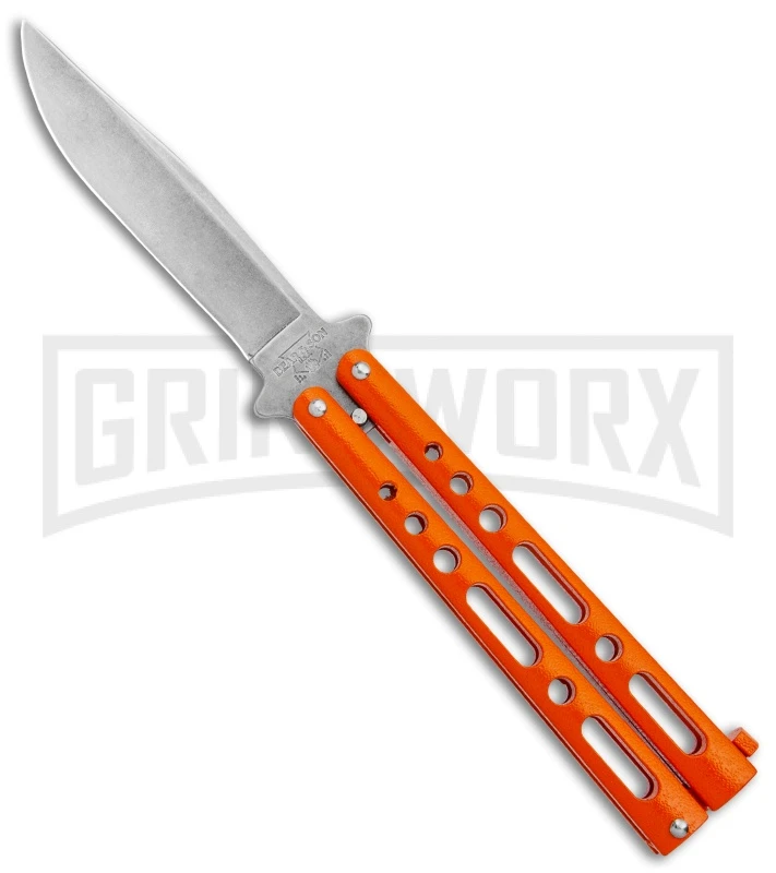 Bear & Son Butterfly Knife Orange Steel - Clip Point Plain 1 Bear & Son Butterfly Knife Orange Steel - Clip Point Plain