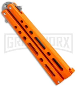Bear & Son Butterfly Knife Orange Steel - Clip Point Plain 6 Bear & Son Butterfly Knife Orange Steel - Clip Point Plain -Knife Store Bear and Son Butterfly Orange SW BHQ 135322 jr side large