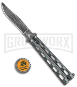 Bear And Son Knives 114GXD Galaxy Balisong Butterfly Knife - Damascus Plain -Knife Store Bear and Son Large Butterfly Galaxy Damascus BHQ 142578 jr bottlecap large