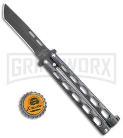 Bear & Son 115 Galaxy Butterfly Knife - Black Tanto Plain -Knife Store Bear and Son Large Butterfly Tanto Galaxy Black BHQ 141492 jr bottlecap large