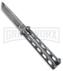 Bear & Son 114 Galaxy Butterfly Knife - Damascus Tanto Plain