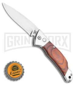 Bear And Son Rosewood Automatic Lockback Knife- Satin Plain -Knife Store Bear and Son Rosewood Automatic Lockback BHQ 118796 LS Bottlecap large
