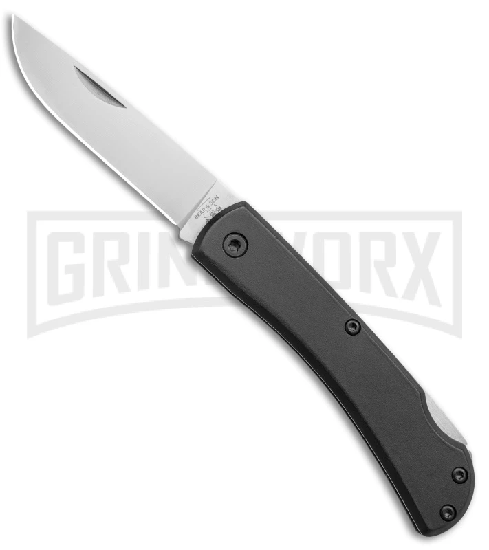 Bear & Son Small Farmhand Black Aluminum Lockback Knife - Satin Plain 1 Bear & Son Small Farmhand Black Aluminum Lockback Knife - Satin Plain
