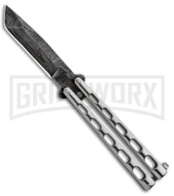 Bear And Son Knives SS14 Large Balisong Butterfly Knife - Tanto Damascus