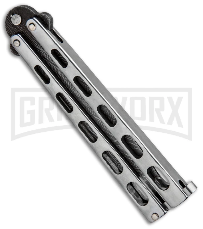 Bear And Son Knives SS14 Large Balisong Butterfly Knife - Tanto Damascus 3 Bear And Son Knives SS14 Large Balisong Butterfly Knife - Tanto Damascus - Image 3