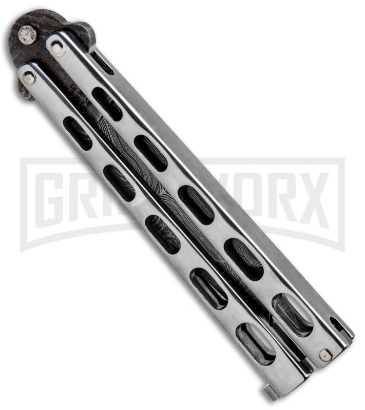 Bear And Son Knives SS14 Large Balisong Butterfly Knife - Tanto Damascus 2 Bear And Son Knives SS14 Large Balisong Butterfly Knife - Tanto Damascus - Image 2