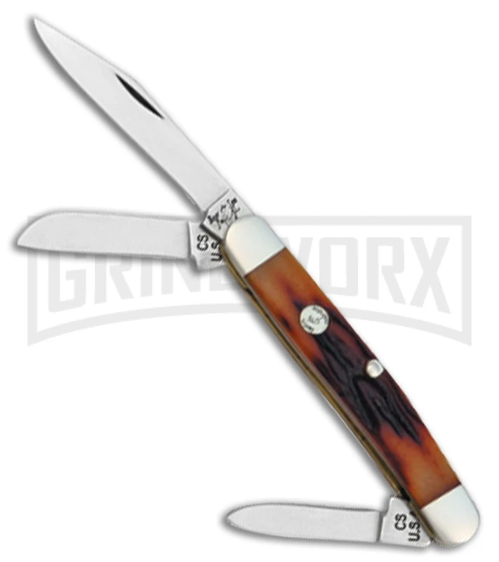 Bear & Son Medium Stockman Red Stag Bone Pocket Knife - Satin Plain 1 Bear & Son Medium Stockman Red Stag Bone Pocket Knife - Satin Plain