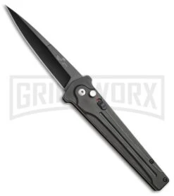 Bear Ops Black Bold Action III Automatic Knife - Black Plain