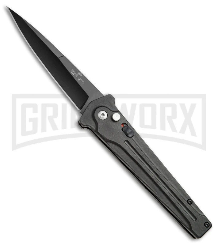 Bear Ops Black Bold Action III Automatic Knife - Black Plain 1 Bear Ops Black Bold Action III Automatic Knife - Black Plain