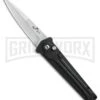Bear Ops Black Bold Action III Small Automatic Knife - Bead Blast Plain