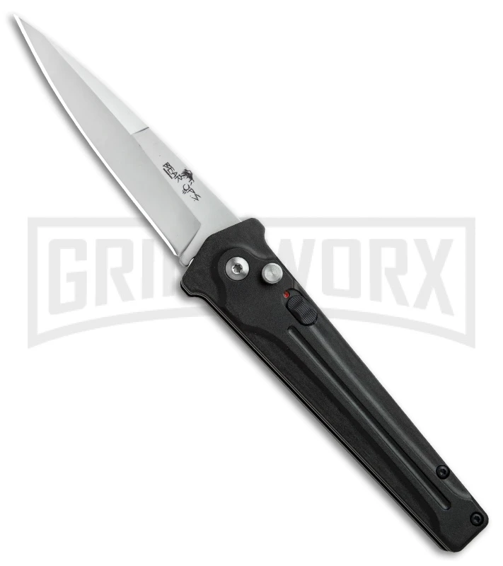 Bear Ops Black Bold Action III Small Automatic Knife - Bead Blast Plain 1 Bear Ops Black Bold Action III Small Automatic Knife - Bead Blast Plain