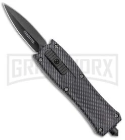 Belly Button Sim Carbon Fiber OTF Automatic Knife - Black Plain