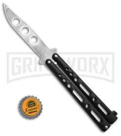 Benchmark Black Butterfly Trainer Knife - Stonewash Dull -Knife Store Benchmark Butterfly Rrainer Black SW BHQ 137773 td size large