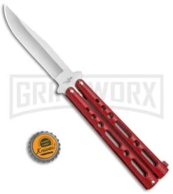 Benchmark BM009 Red Balisong Butterfly Knife - Satin Plain -Knife Store Benchmark Red Buttefly Knife Satin BM009 BHQ 74287 jr bottlecap large