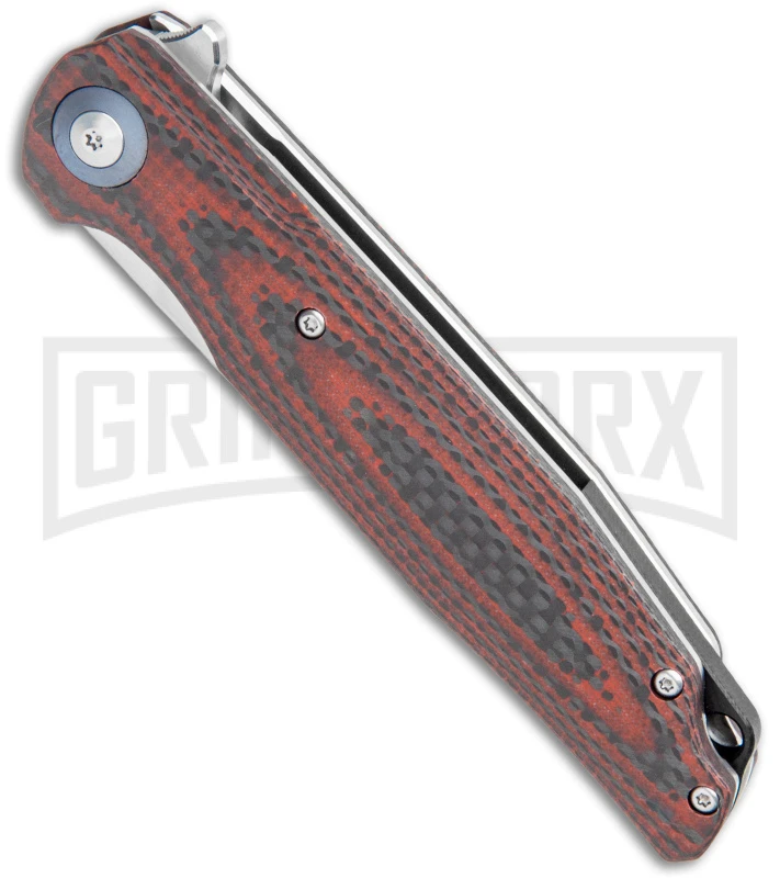 Bestech Knives Ascot Red/CF Liner Lock Knife - Satin Plain 2 Bestech Knives Ascot Red/CF Liner Lock Knife - Satin Plain - Image 2