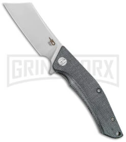 Bestech Knives Cubis Black Micarta Folding Knife - Satin/SW D2 Plain