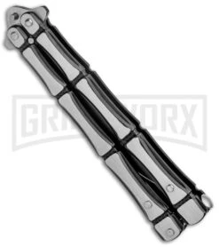 Black Bone Balisong Drop Point Butterfly Knife - 2 Tone Plain -Knife Store Black Bone Balisong DP Butterfly TT Plain GX 37367 jr side large