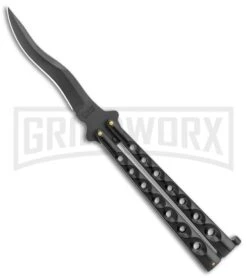 Scoundrel Black Balisong Butterfly Knife Kriss - Black Plain