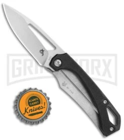 BlackFox Racli Frame Black G-10 Lock Folding Knife - Stonewash Plain -Knife Store BlackFox Racli FL Black G 10 SW 01FX855 BHQ 105770 jr bottlecap large