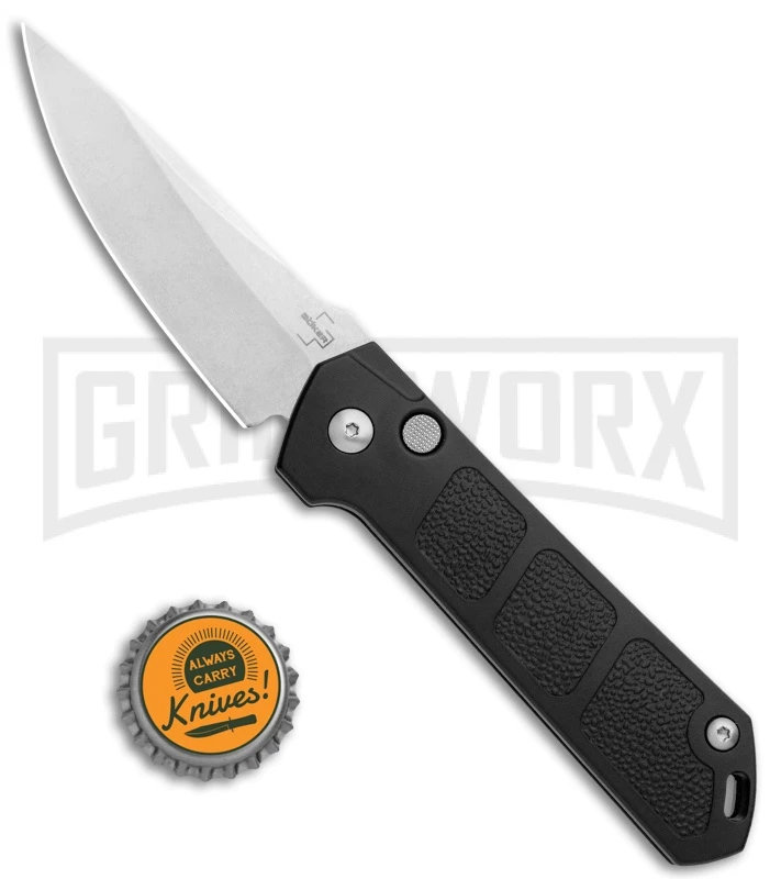 Boker Kihon Black Automatic Knife - Stonewash Plain 4 Boker Kihon Black Automatic Knife - Stonewash Plain - Image 4