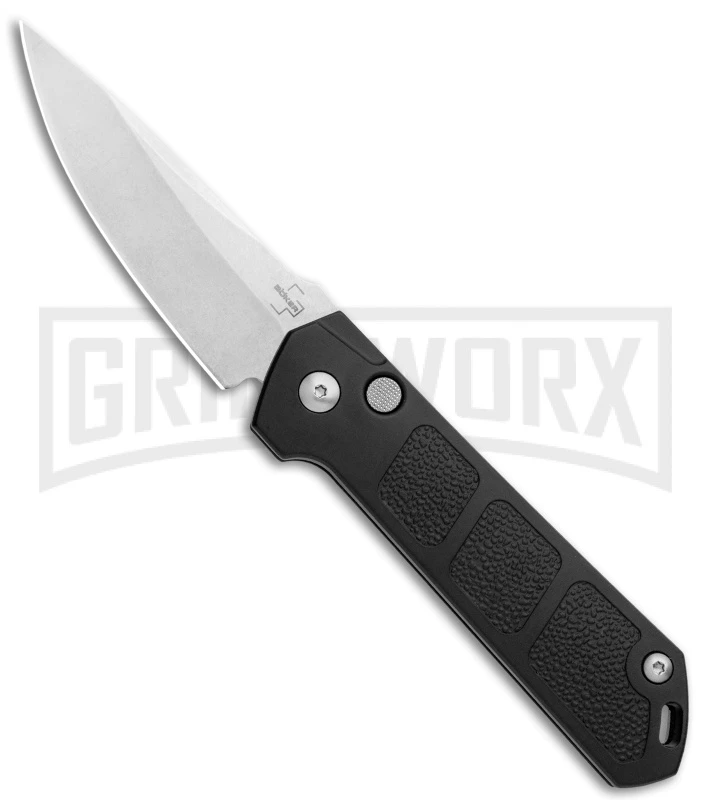Boker Kihon Black Automatic Knife - Stonewash Plain 1 Boker Kihon Black Automatic Knife - Stonewash Plain