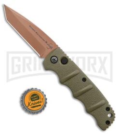 Boker Kalashnikov Desert Warrior Tanto Automatic Knife - Copper Plain -Knife Store Boker Desert Warrior Kalashnikov Tanto Auto OD Green D2 Copper BHQ 96967 jr bottlecap large
