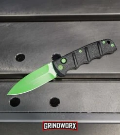 Boker Kalashnikov Automatic Knife - D2 Dagger Electric Green Plain -Knife Store Boker Green Mamba Kalashnikov Dagger Automatic Knife Electric Green BHQ 95401 kp metal web large