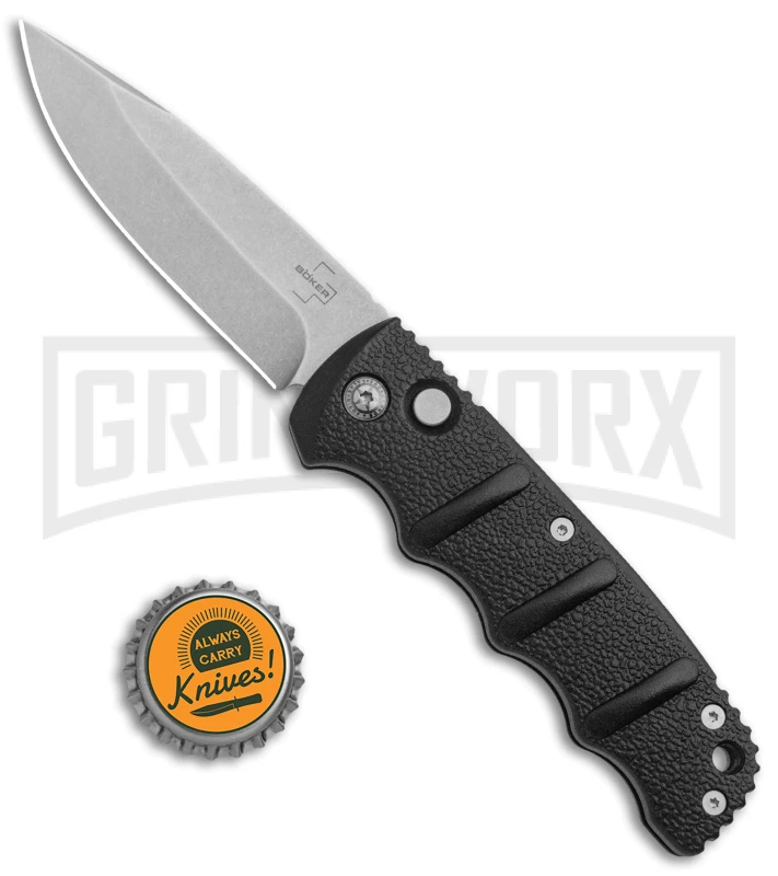 Boker Kalashnikov Black Automatic Knife - Drop Point Bead Blast Plain 4 Boker Kalashnikov Black Automatic Knife - Drop Point Bead Blast Plain - Image 4