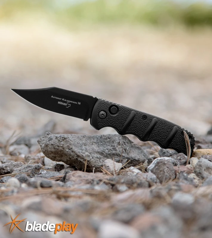 Boker Kalashnikov Black Bowie Automatic Knife - D2 Black Plain 4 Boker Kalashnikov Black Bowie Automatic Knife - D2 Black Plain - Image 4