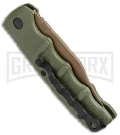 Boker Kalashnikov Desert Warrior Bowie Automatic Knife - Copper Plain 9 Boker Kalashnikov Desert Warrior Bowie Automatic Knife - Copper Plain -Knife Store Boker Kalashnikov Bowie Auto Desert Warrior OD Green Copper 01KALS22N BHQ 17106 jr side 2 large