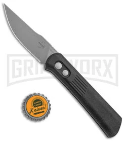 Boker Lundquist Alluvial Black Aluminum Automatic Knife - Bead Blast Plain -Knife Store Boker Lundquist Alluvial Auto Black Aluminum BB BHQ 125067 jr bottlecap large