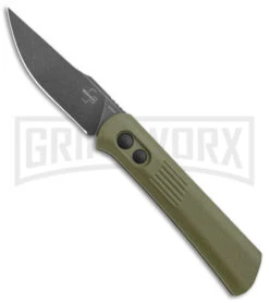 Boker Lundquist Alluvial Green Aluminum Automatic Knife - Black Stonewash Plain