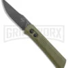 Boker Lundquist Alluvial Green Aluminum Automatic Knife - Black Stonewash Plain