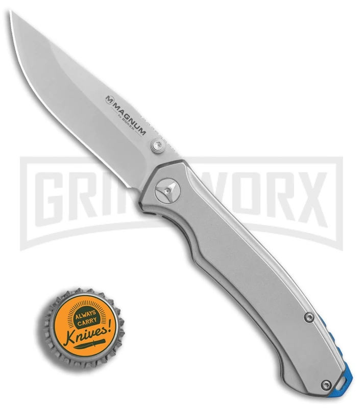 Boker Magnum Blue Steel Stainless Steel Folding Knife - Satin Plain 4 Boker Magnum Blue Steel Stainless Steel Folding Knife - Satin Plain - Image 4
