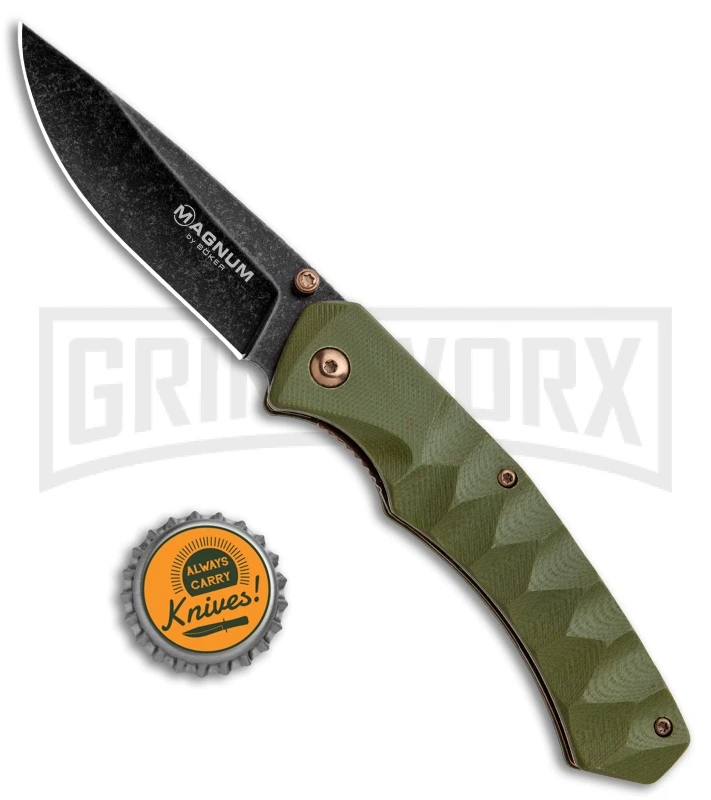 Boker Magnum Iguanodon OD Green G-10 Liner Lock Knife - Black SW Plain 4 Boker Magnum Iguanodon OD Green G-10 Liner Lock Knife - Black SW Plain - Image 4