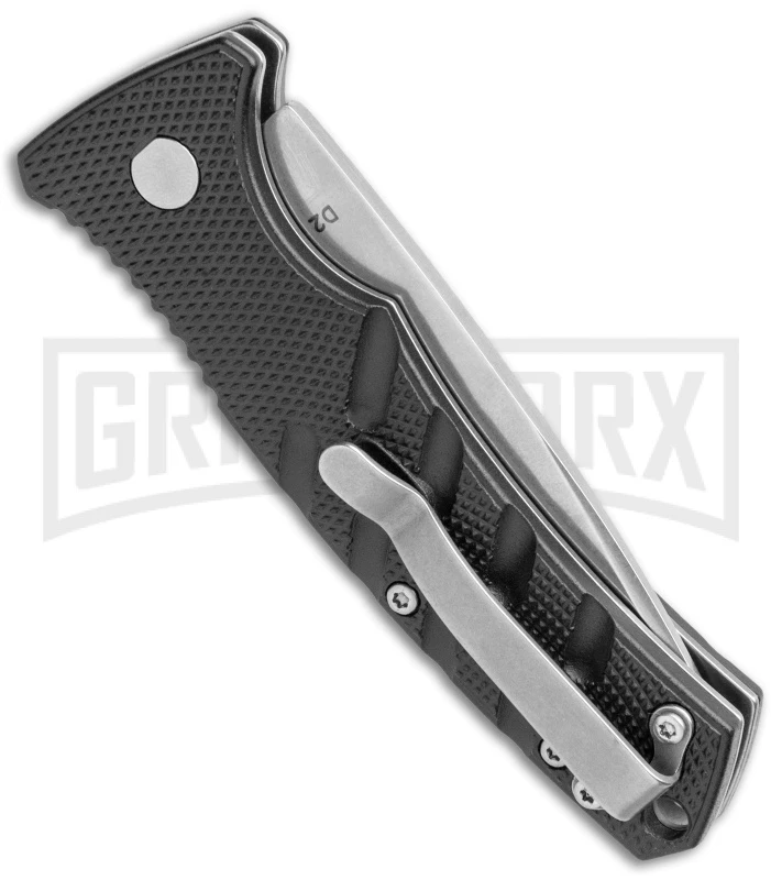 Boker Mini Strike Automatic Knife Black - Drop Point Stonewash Plain 3 Boker Mini Strike Automatic Knife Black - Drop Point Stonewash Plain - Image 3