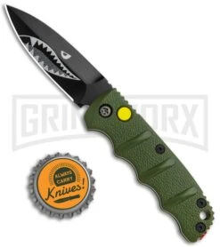 Boker Mini Kalashnikov Warhawk Automatic Knife Green - D2 Black Plain -Knife Store Boker Mini Warhawk Kalashnikov Auto Dagger Green Black BHQ 113923 jr bottlecap large
