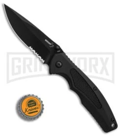 Boker Plus Gemini NGA Black Polymer Spring Assisted Knife - Black Serr -Knife Store Boker Plus Gemini NGA Black black serr BHQ 80765 er bottlecap large